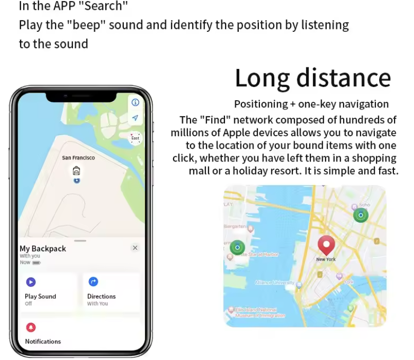 Tracky™ – Smart GPS Tracker Compatible with iPhone (Find My)